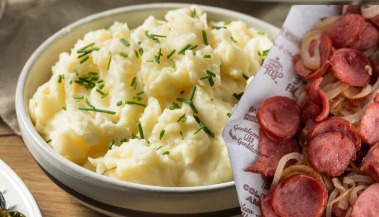 purê de batata com calabresa