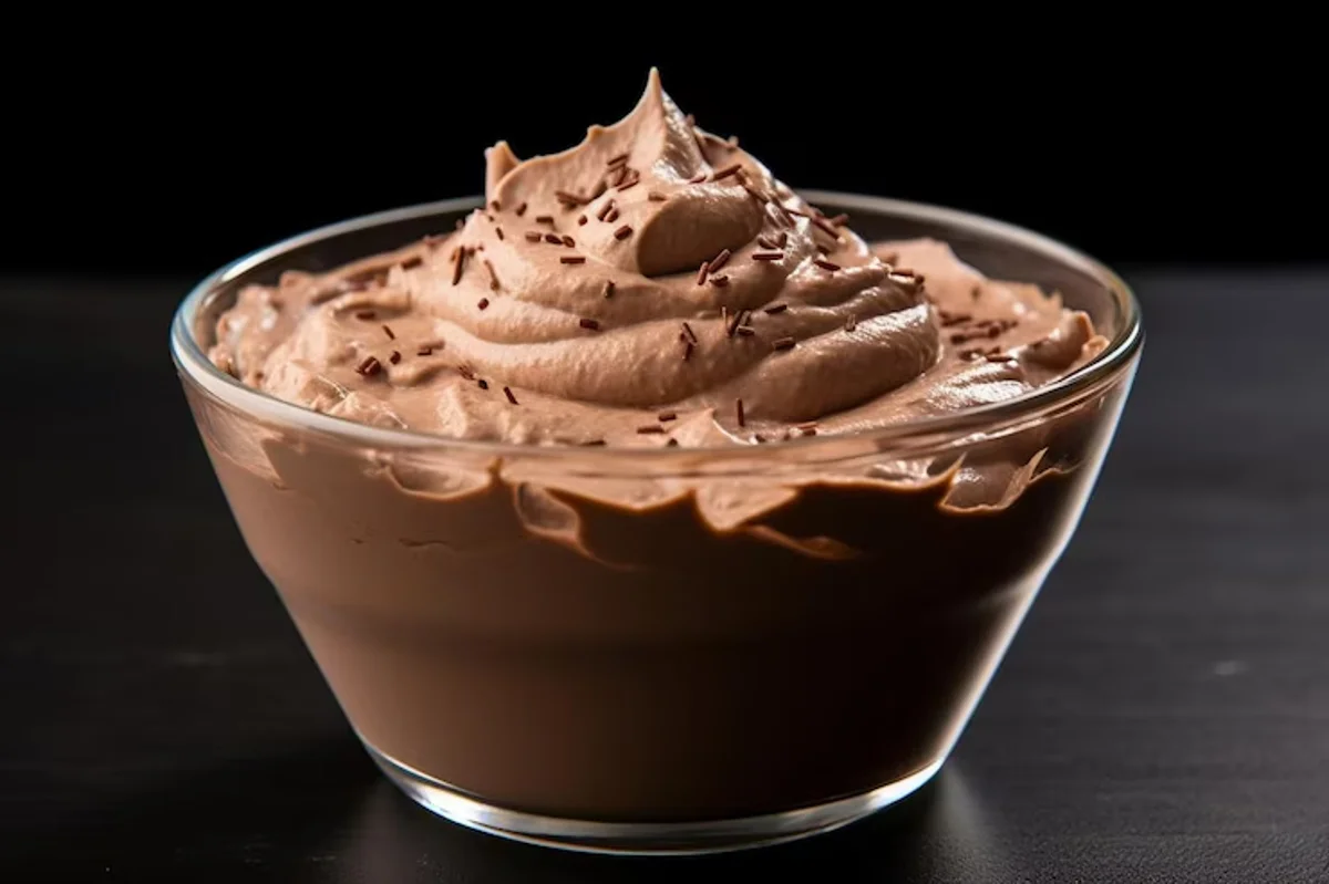 Mousse de Chocolate Cremosa – Uma sobremesa irresistível Mousse de chocolate cremosa com granulados de chocolate