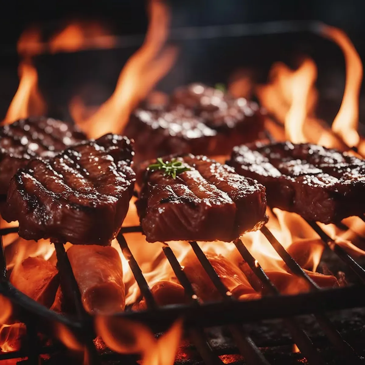 Carne suculenta e perfeitamente grelhada no churrasco.